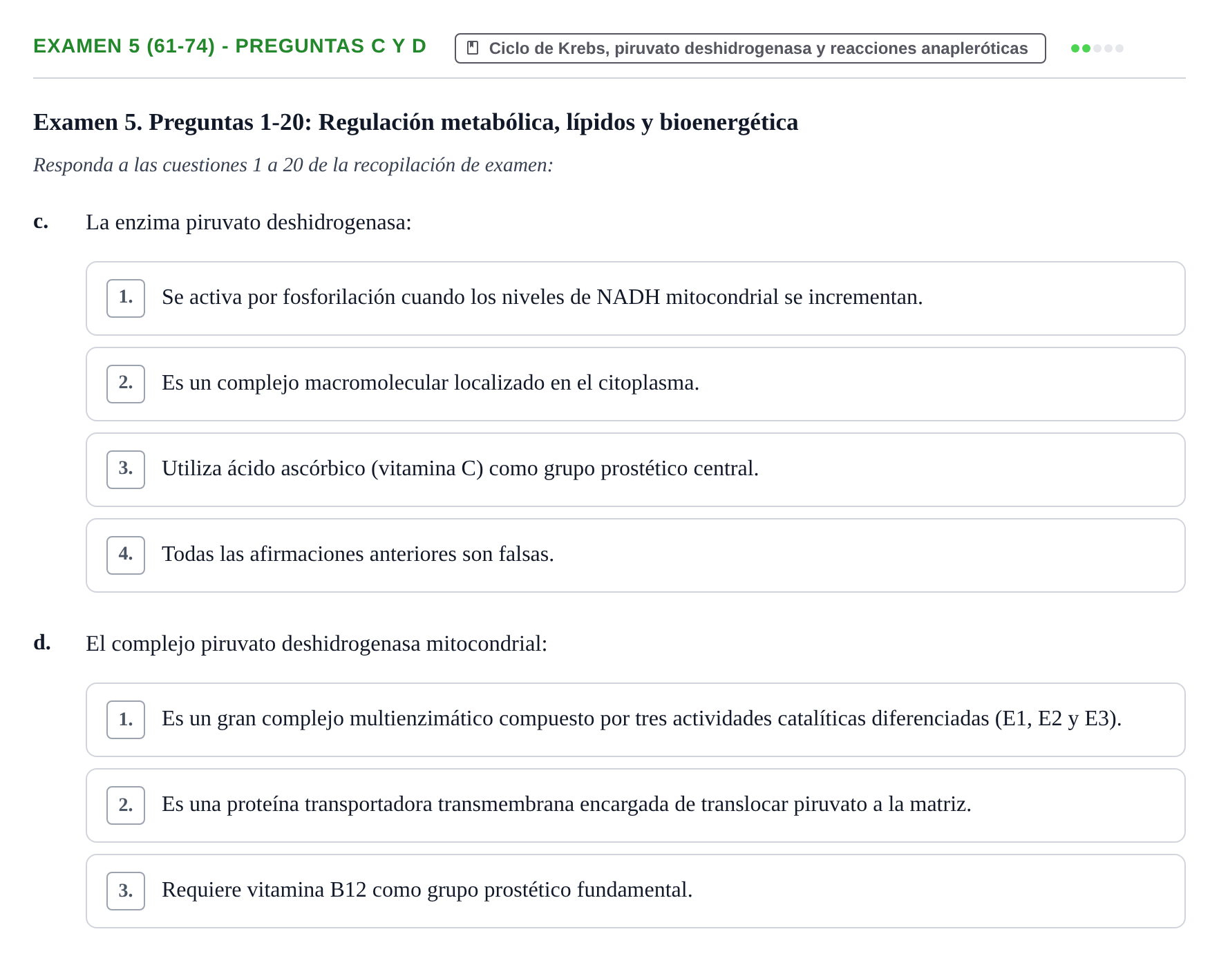 Enunciado: Ejercicio Examen 5 (61-74) - Preguntas c y d · Metabolismo-Endocrinología UDL Recopilación de exámenes de Metabolismo y Endocrinología