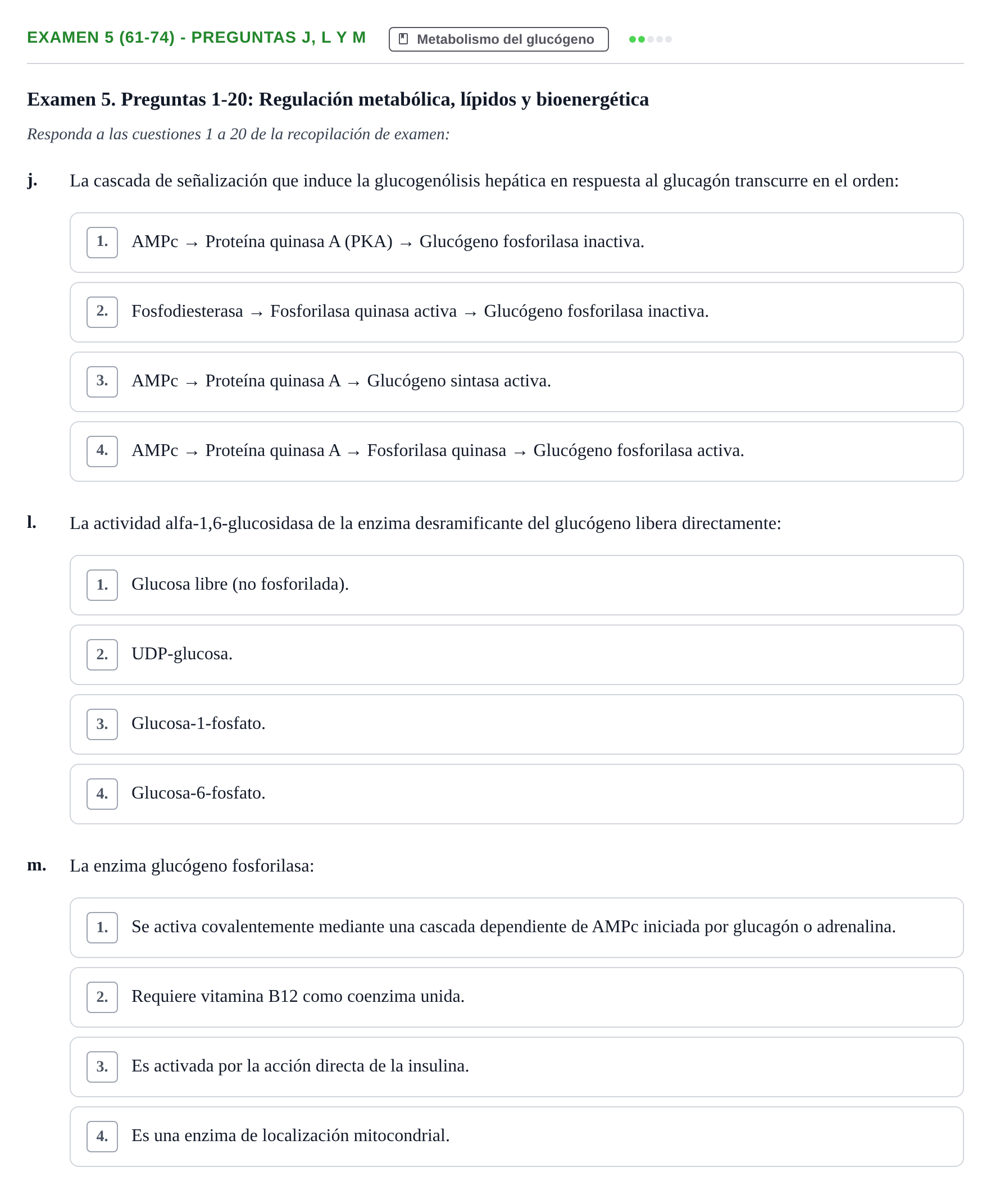 Enunciado: Ejercicio Examen 5 (61-74) - Preguntas j, l y m · Metabolismo-Endocrinología UDL Recopilación de exámenes de Metabolismo y Endocrinología