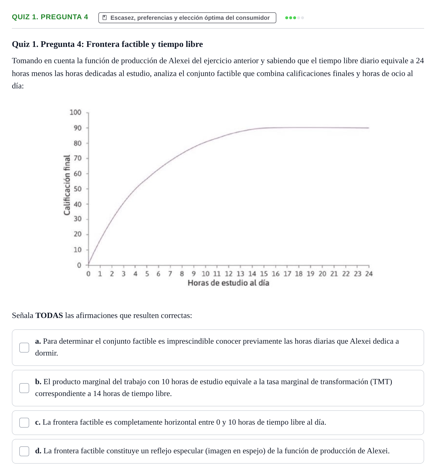 Enunciado: Ejercicio Quiz 1. Pregunta 4 · Introducció a la Microeconomia UPF 2000