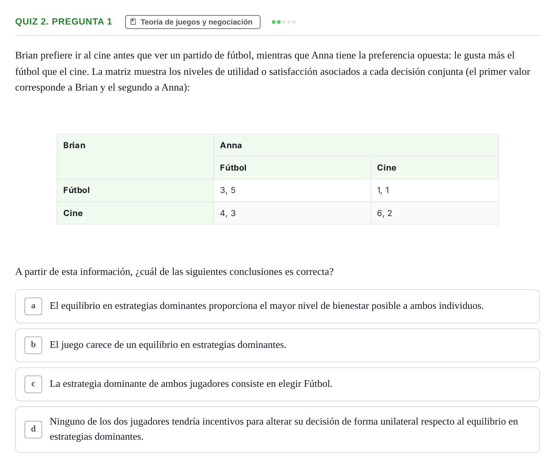 Enunciado: Ejercicio Quiz 2. Pregunta 1 · Introducció a la Microeconomia UPF 2000