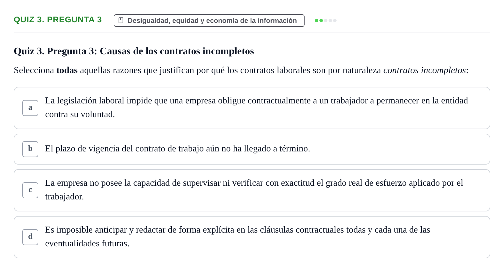 Enunciado: Ejercicio Quiz 3. Pregunta 3 · Introducció a la Microeconomia UPF 2000