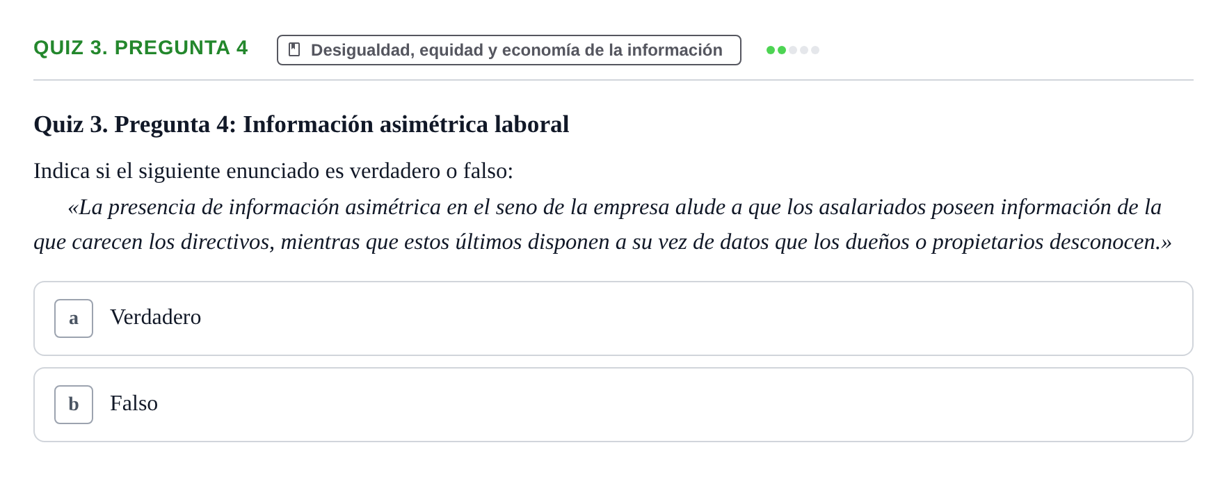 Enunciado: Ejercicio Quiz 3. Pregunta 4 · Introducció a la Microeconomia UPF 2000