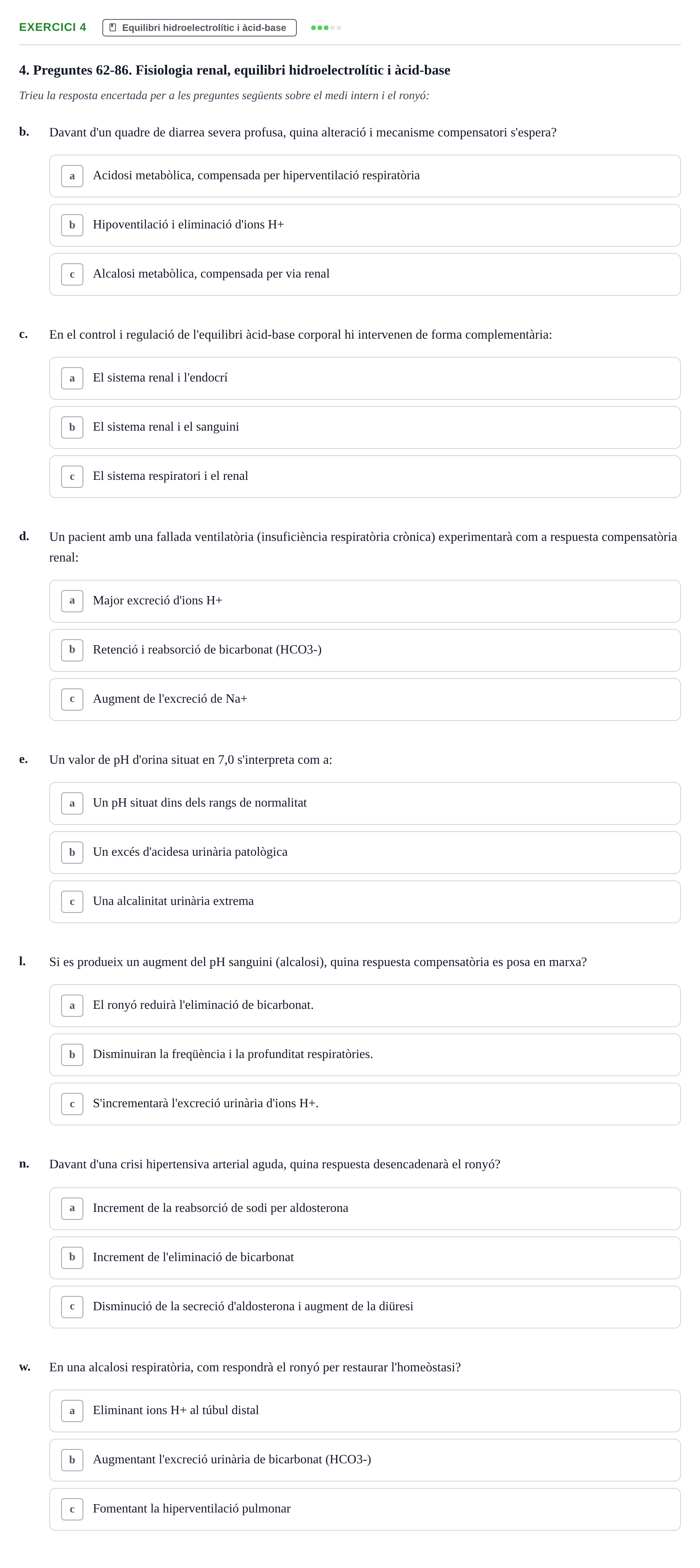 Enunciado: Ejercicio 4 - Equilibri hidroelectrolític i àcid-base · Anatomofisiología 2 URL Examen tipus test d'Anatomofisiologia 2