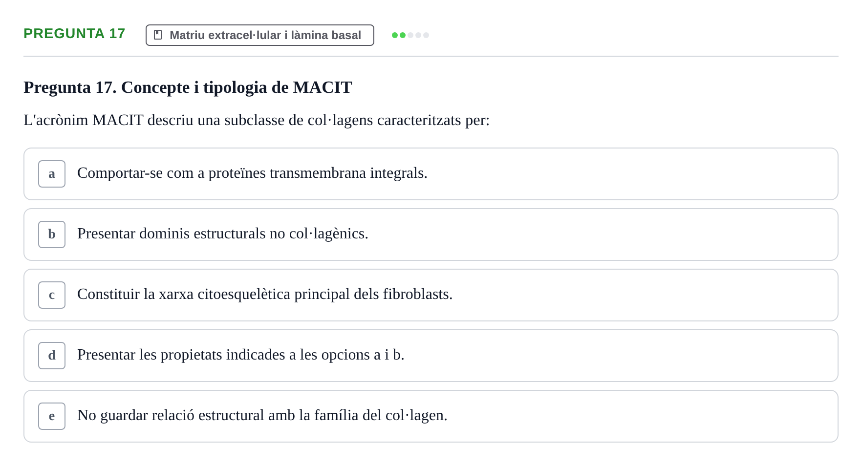 Enunciado: Pregunta 17 · Estructura y función celular UDL 2017