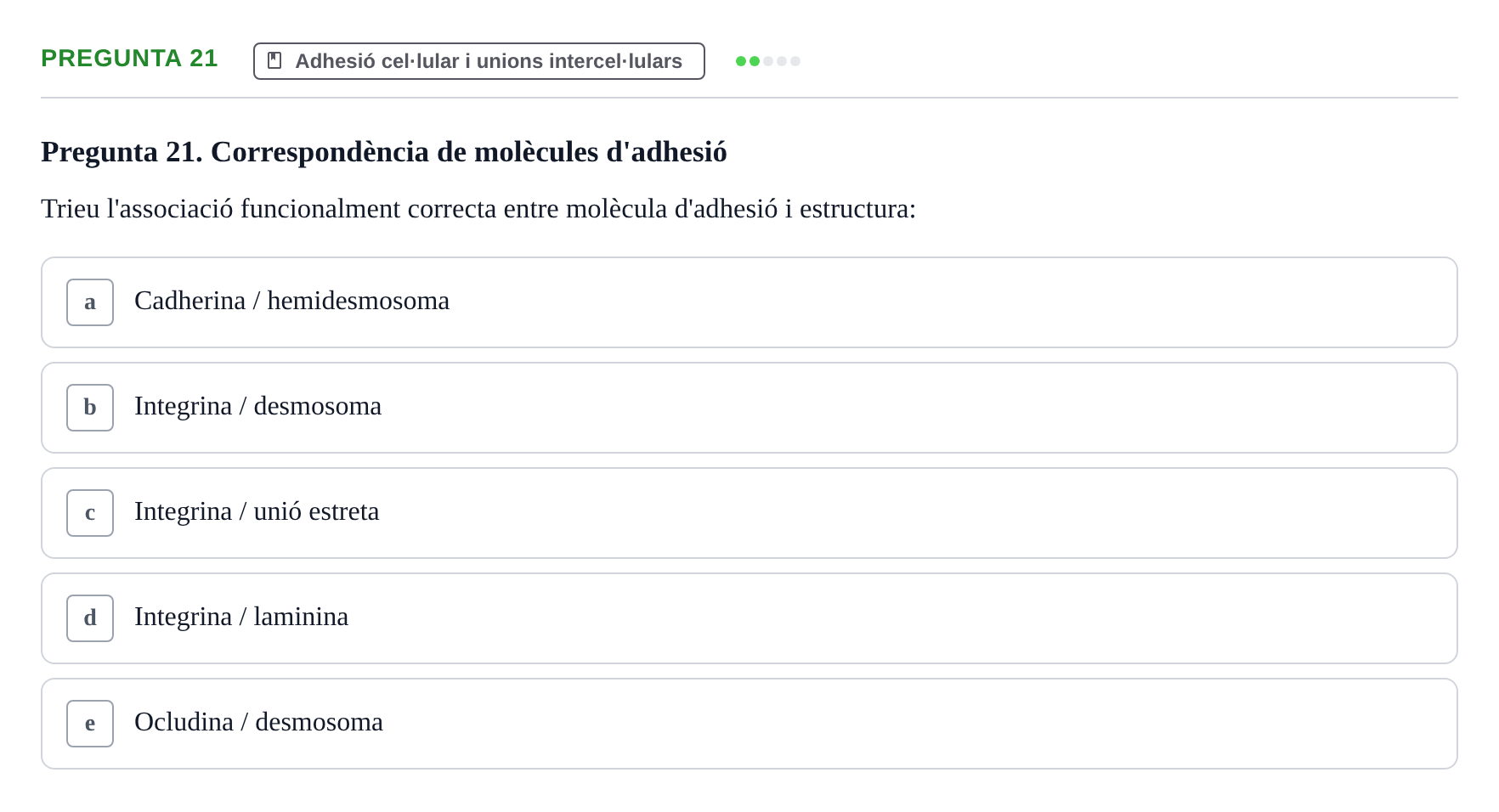 Enunciado: Pregunta 21 · Estructura y función celular UDL 2017