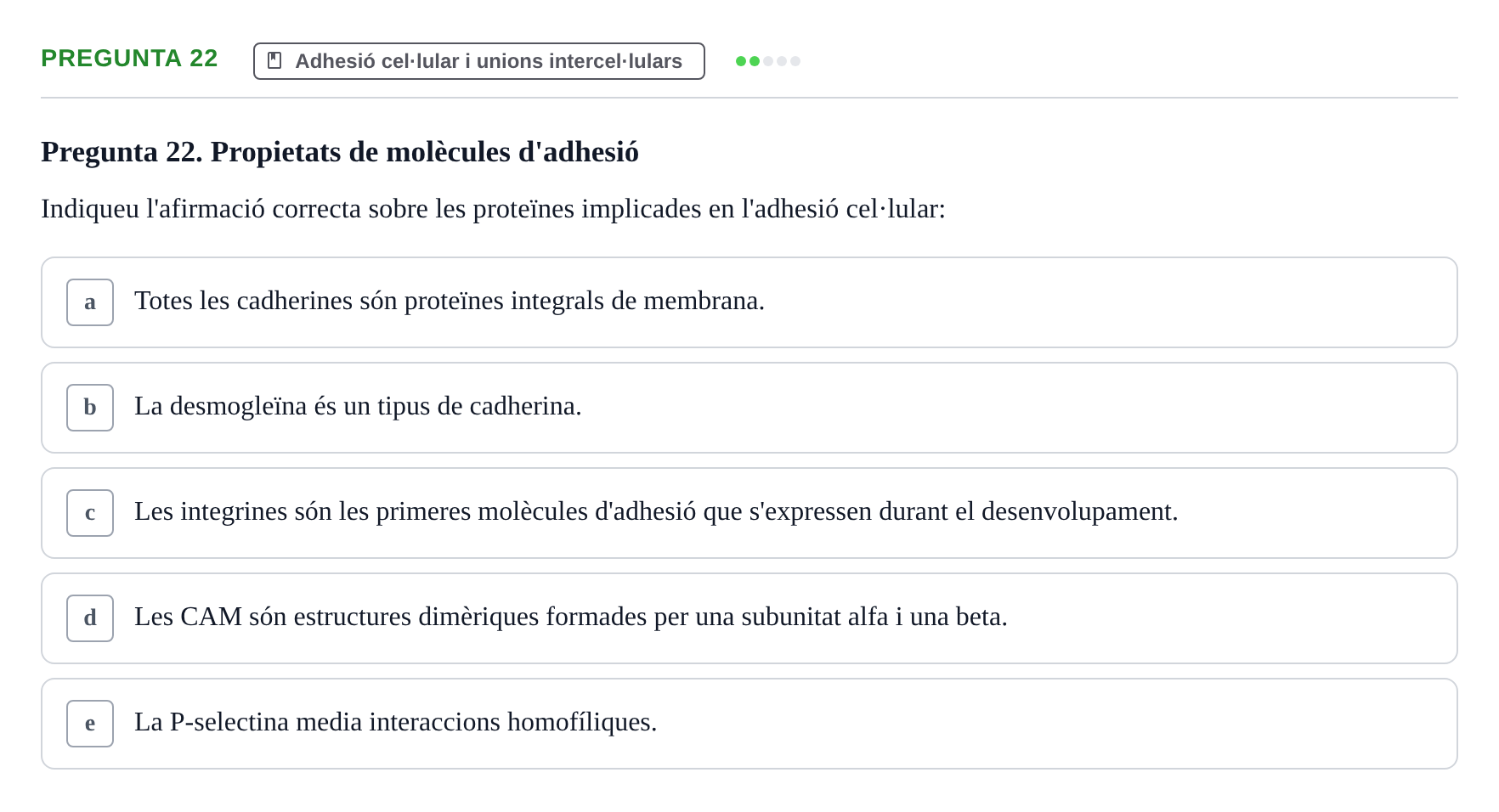 Enunciado: Pregunta 22 · Estructura y función celular UDL 2017