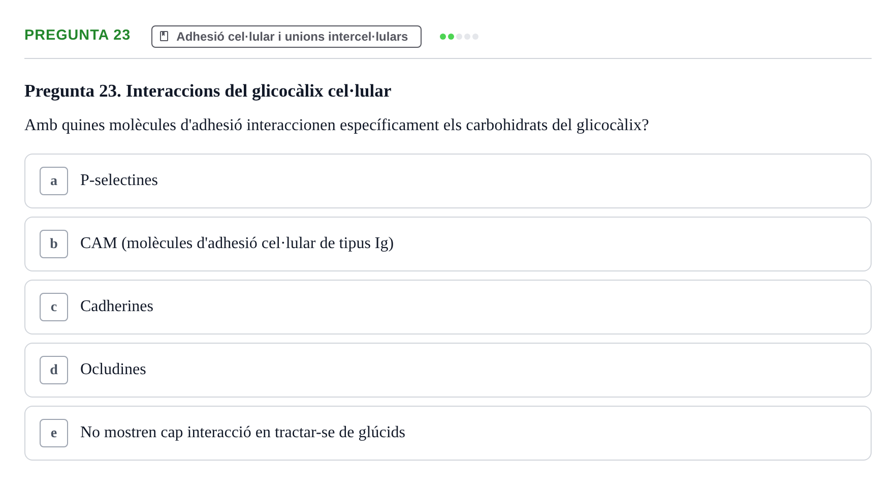 Enunciado: Pregunta 23 · Estructura y función celular UDL 2017