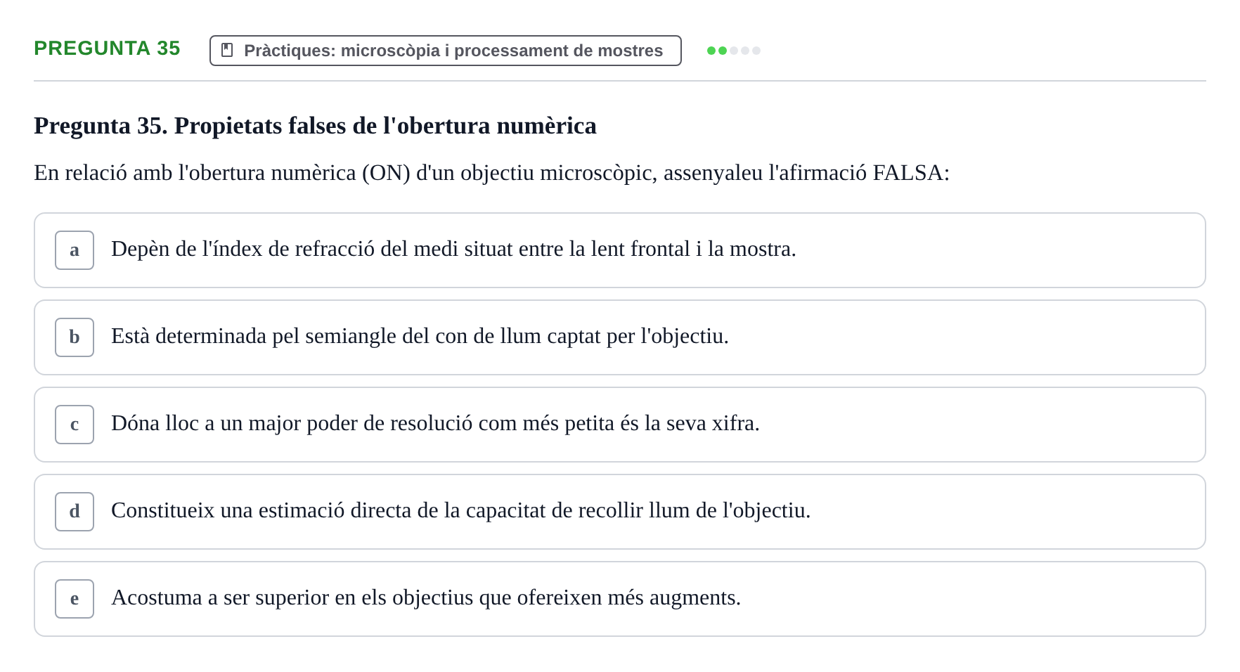 Enunciado: Pregunta 35 · Estructura y función celular UDL 2017