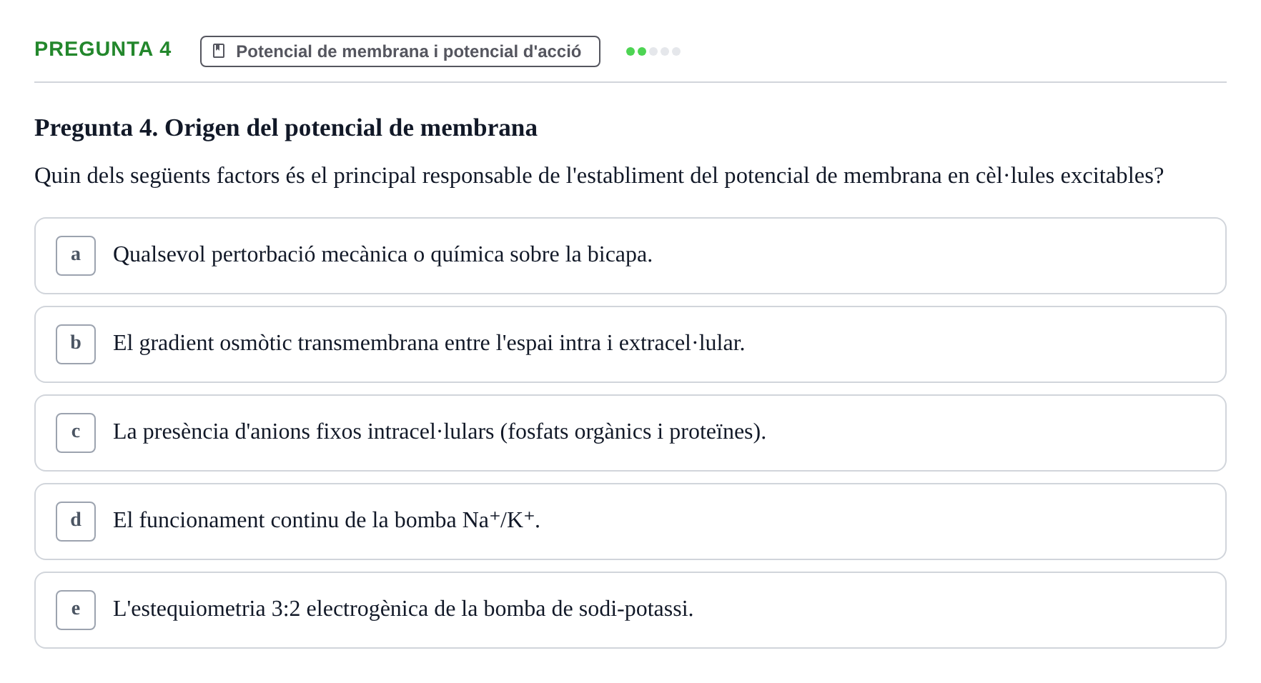 Enunciado: Pregunta 4 · Estructura y función celular UDL 2017