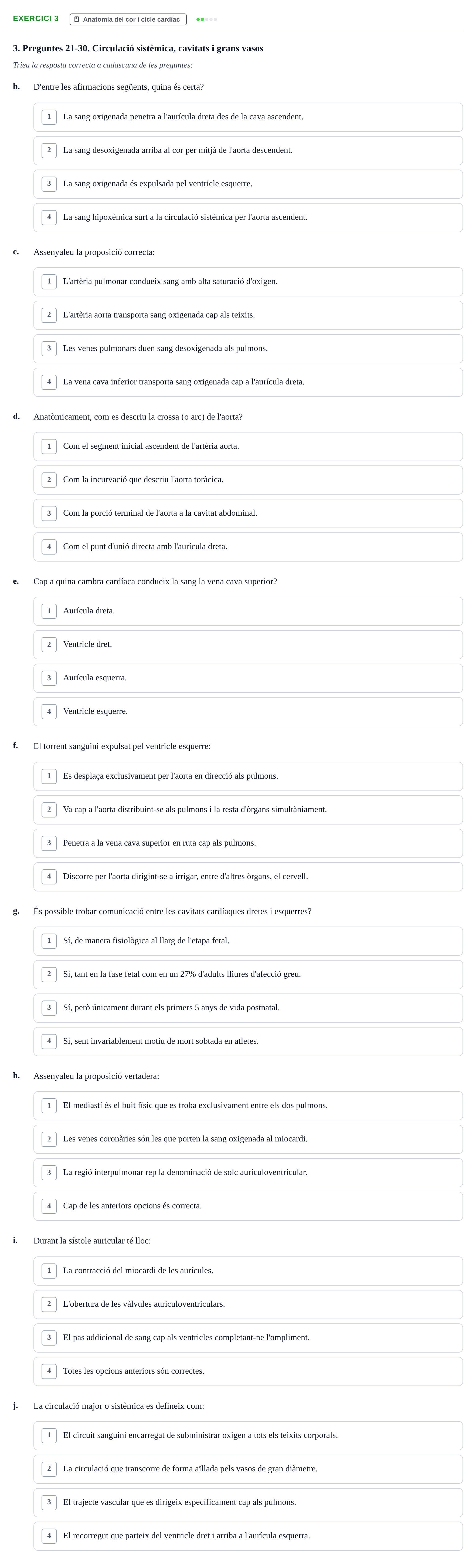 Enunciado: Ejercicio 3 - Anatomia del cor i cicle cardíac · Anatomofisiología 2 URL Examen 2n Semestre: Sistema Cardiovascular i Immunitari