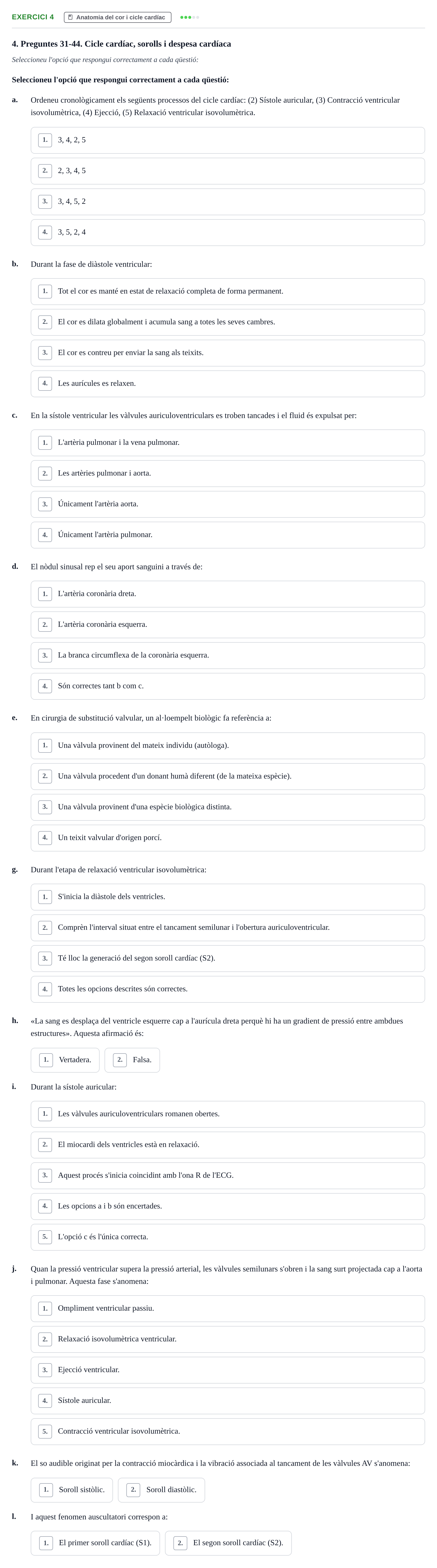 Enunciado: Ejercicio 4 - Anatomia del cor i cicle cardíac · Anatomofisiología 2 URL Examen 2n Semestre: Sistema Cardiovascular i Immunitari