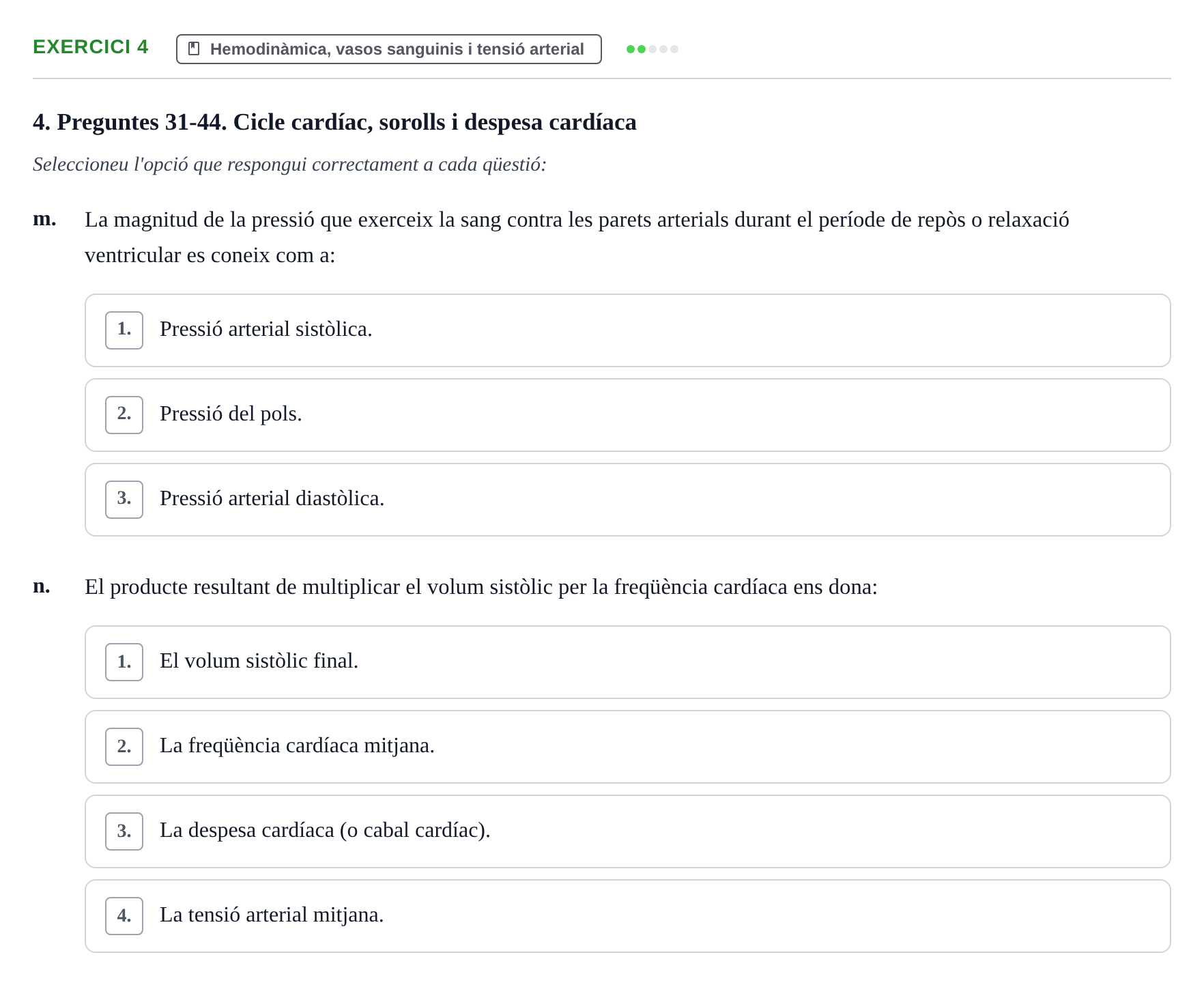 Enunciado: Ejercicio 4 - Hemodinàmica, vasos sanguinis i tensió arteri… · Anatomofisiología 2 URL Examen 2n Semestre: Sistema Cardiovascular i Immunitari