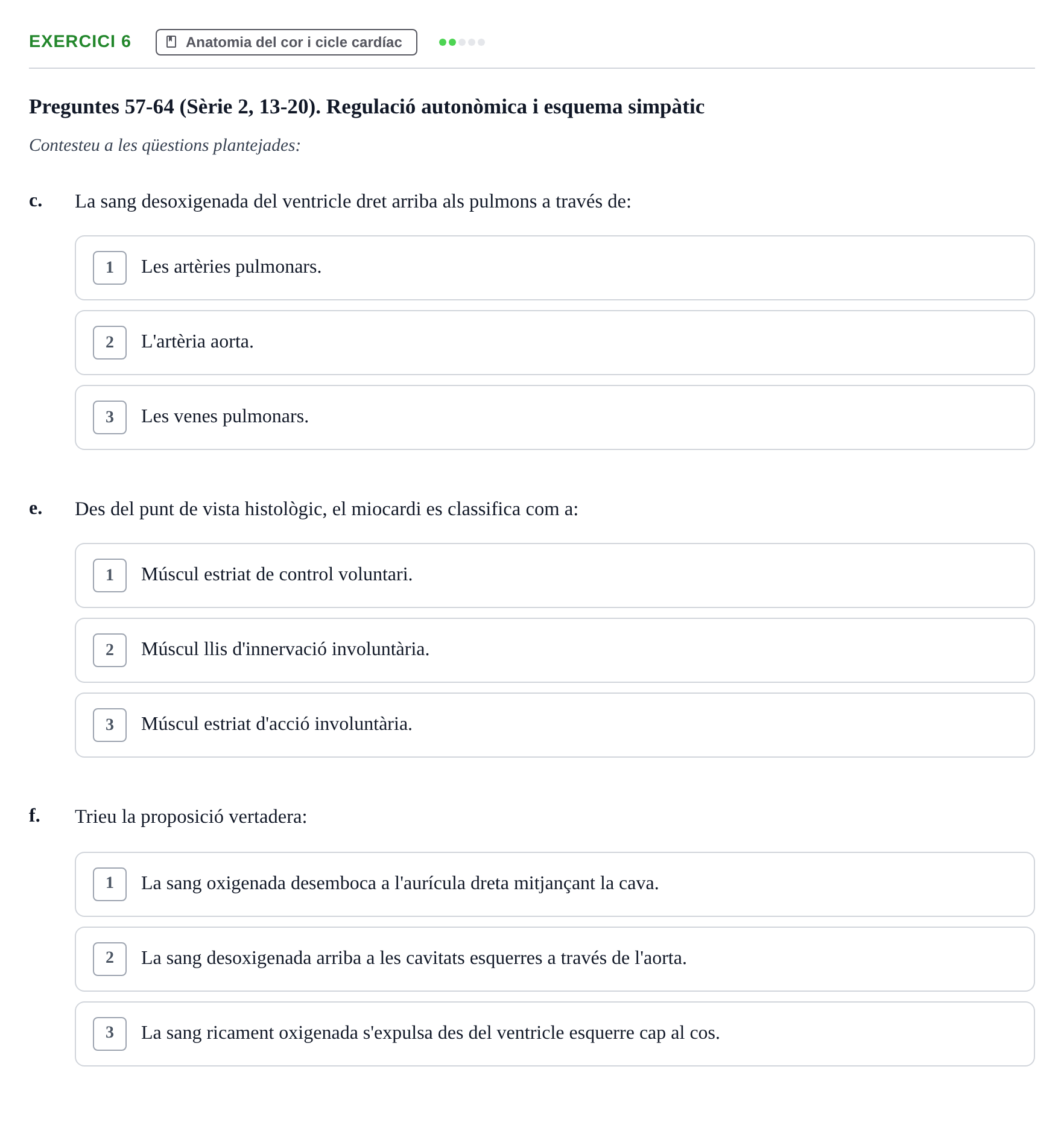 Enunciado: Ejercicio 6 - Anatomia del cor i cicle cardíac · Anatomofisiología 2 URL Examen 2n Semestre: Sistema Cardiovascular i Immunitari