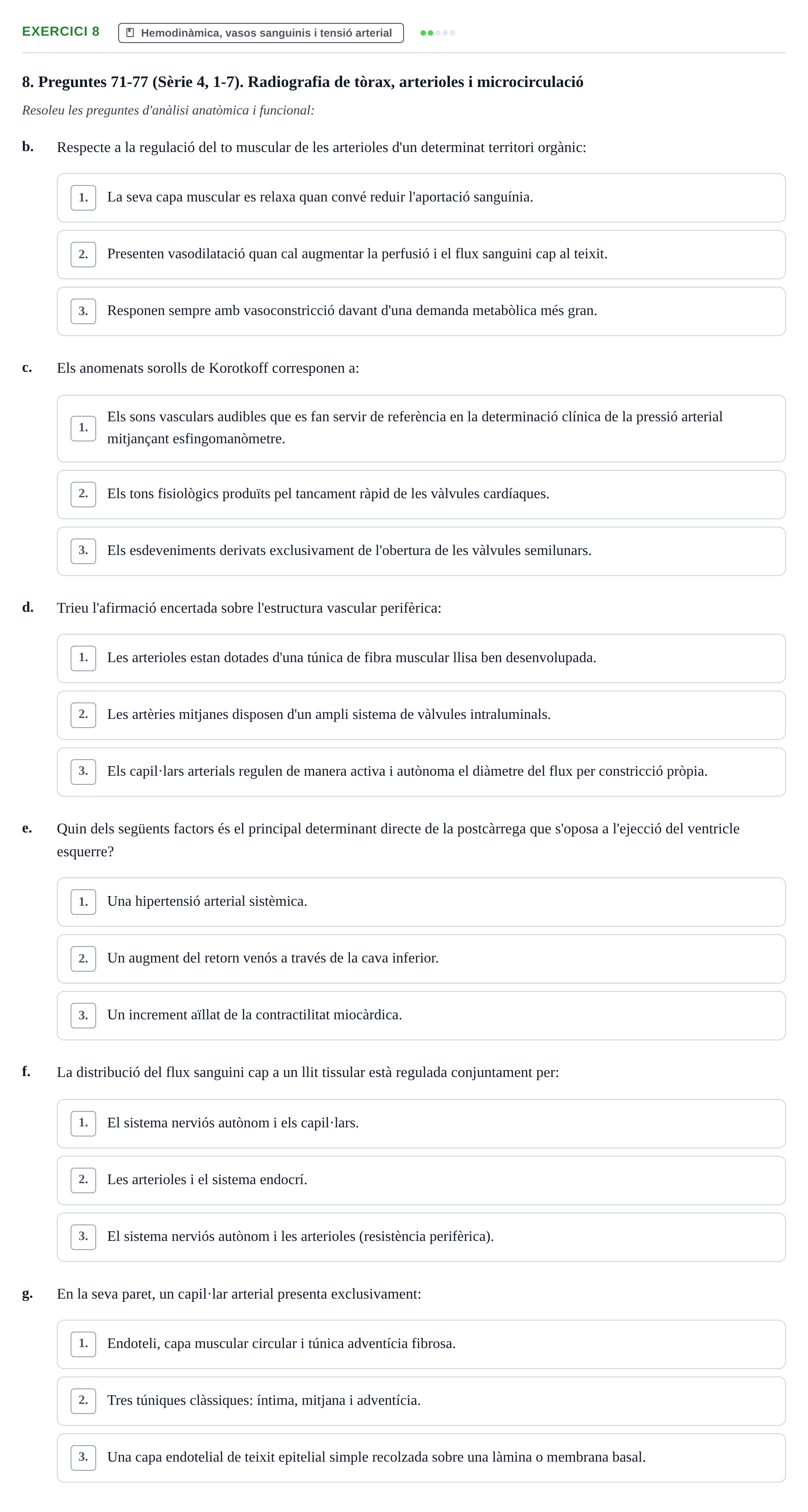 Enunciado: Ejercicio 8 - Hemodinàmica, vasos sanguinis i tensió arteri… · Anatomofisiología 2 URL Examen 2n Semestre: Sistema Cardiovascular i Immunitari