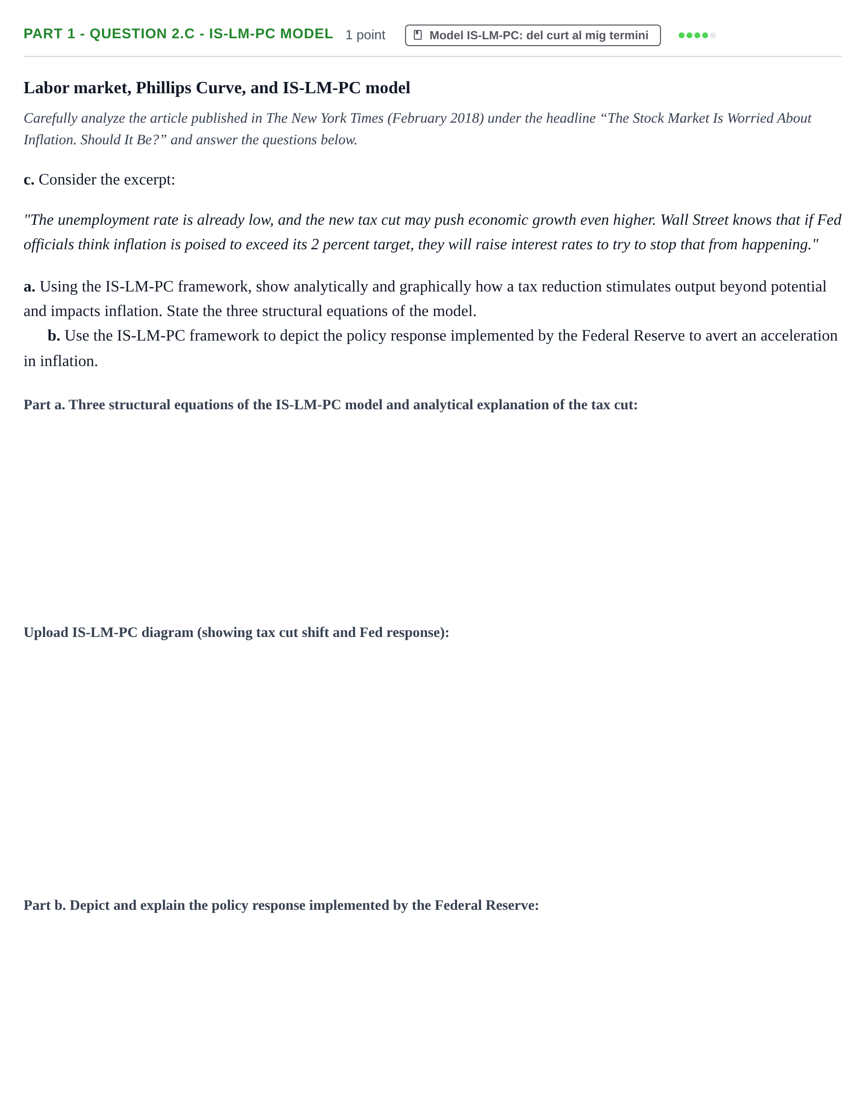Enunciado: Part 1 - Question 2.c - IS-LM-PC model · Introducció a la Macroeconomia UPF 2018