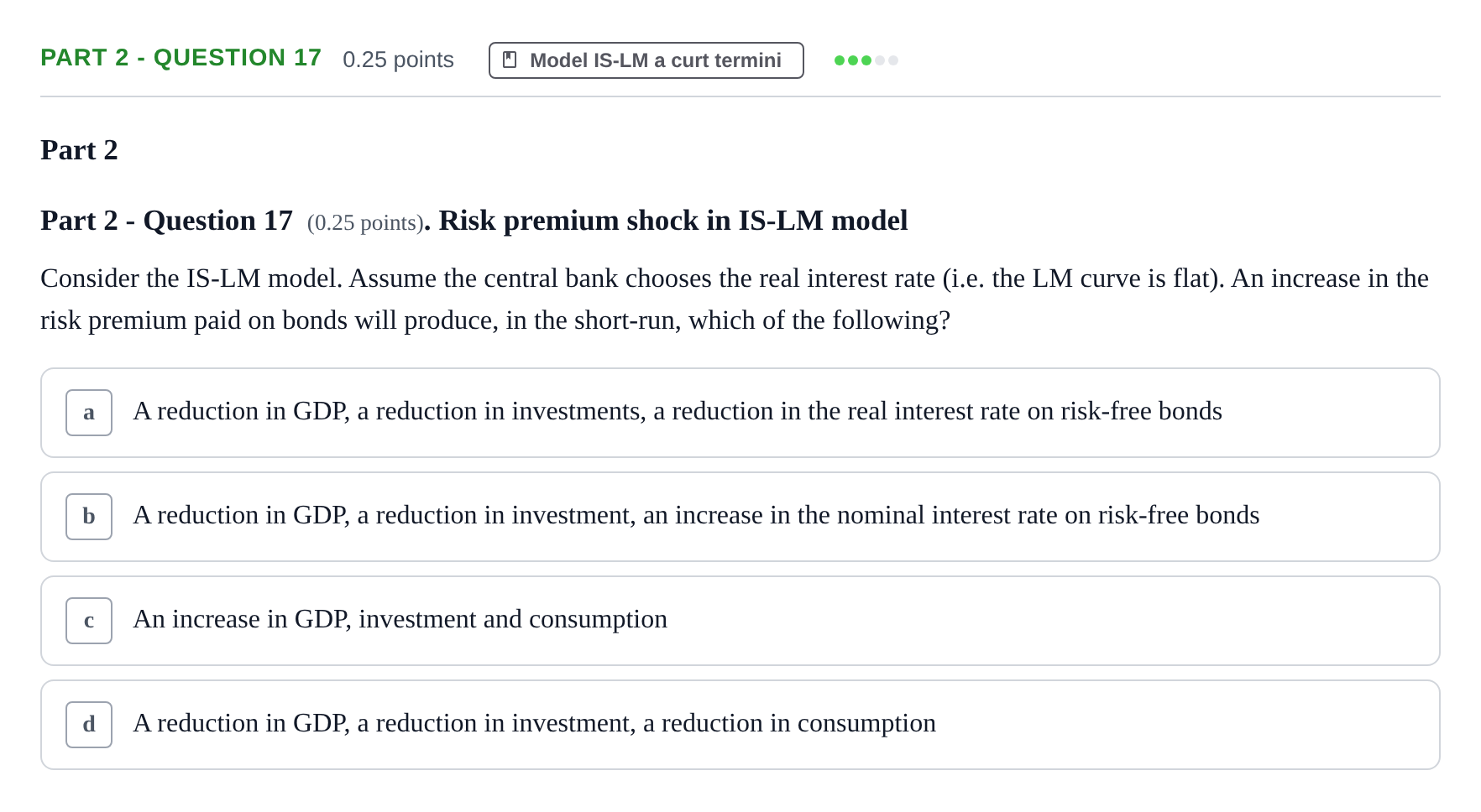 Enunciado: Part 2 - Question 17 · Introducció a la Macroeconomia UPF 2018