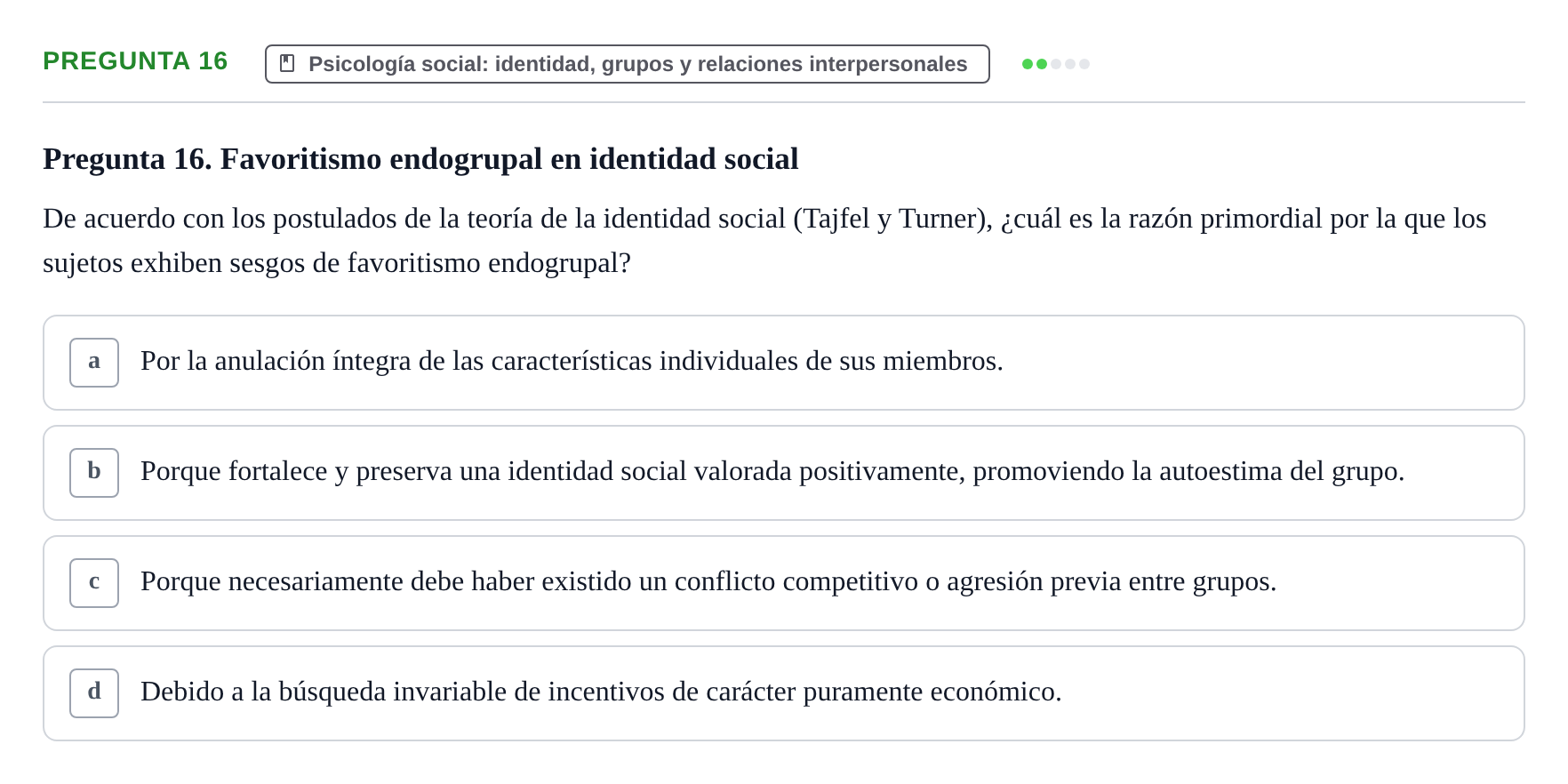 Enunciado: Pregunta 16