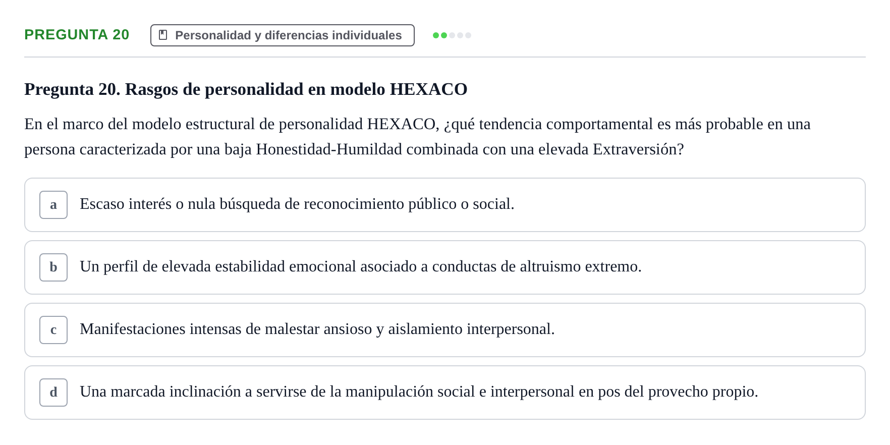 Enunciado: Pregunta 20
