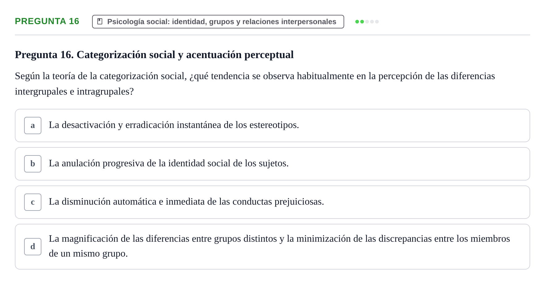 Enunciado: Pregunta 16