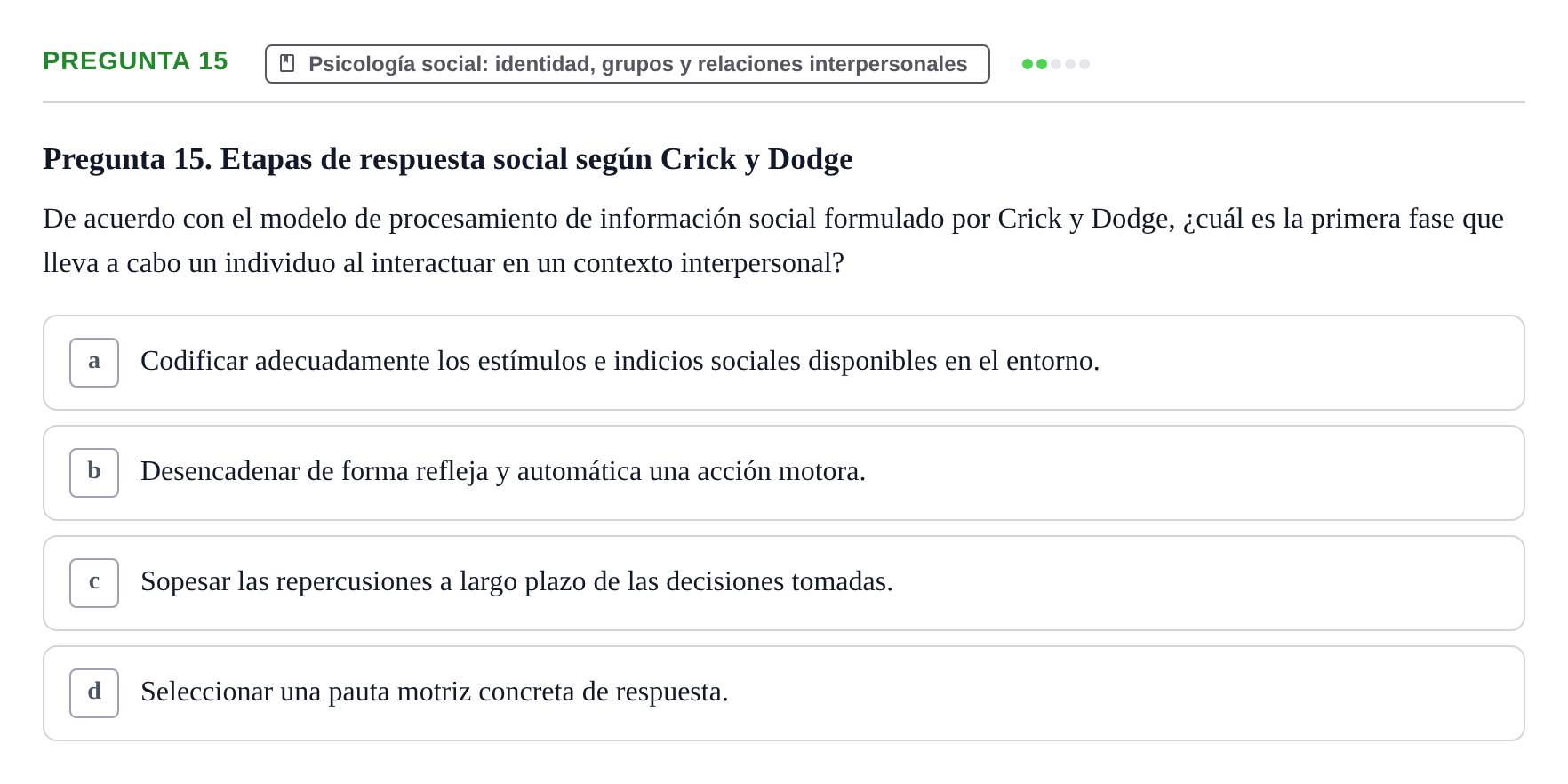 Enunciado: Pregunta 15