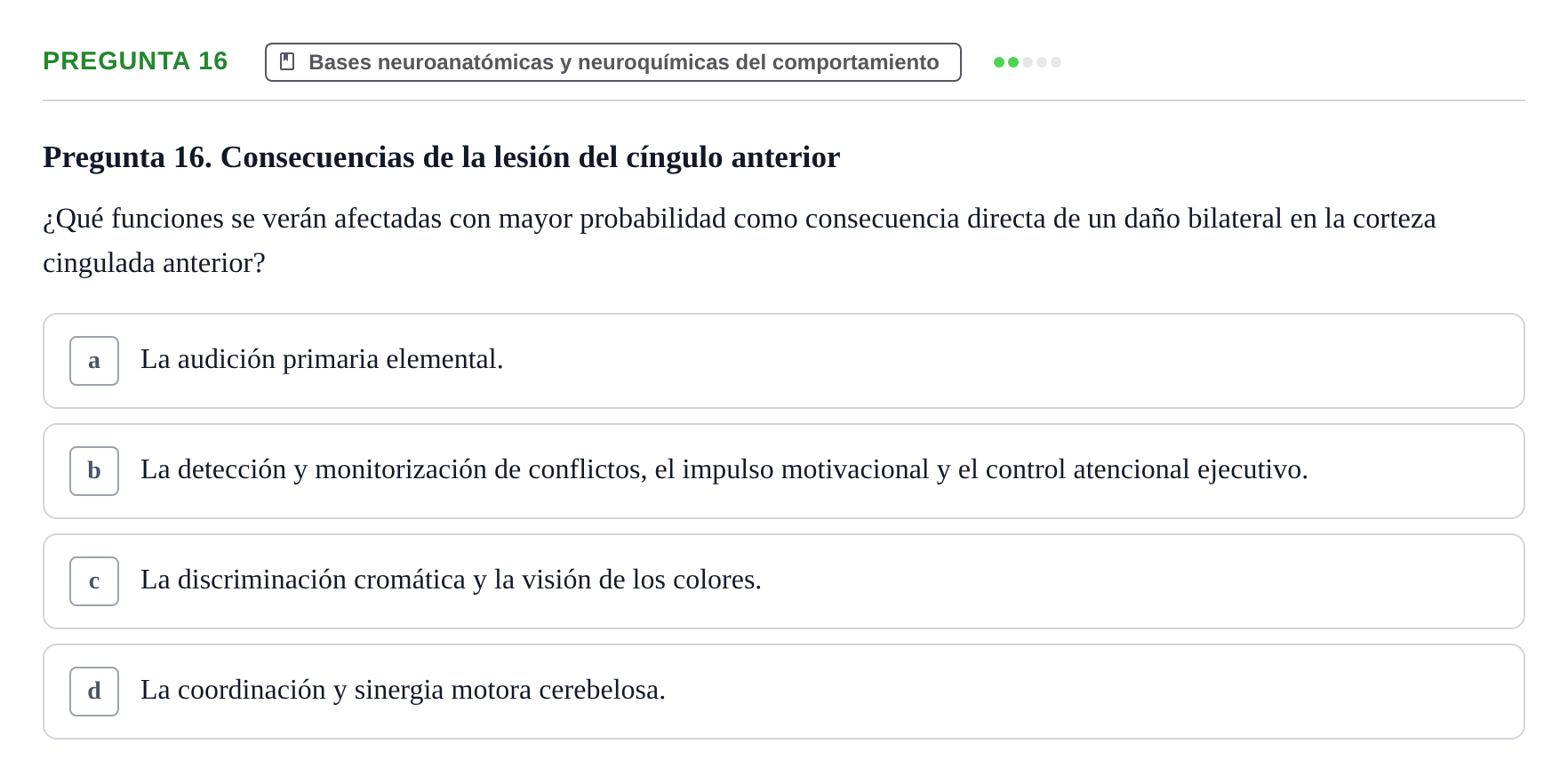 Enunciado: Pregunta 16