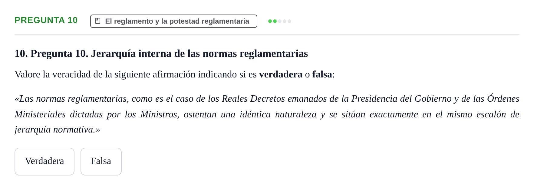 Enunciado: Pregunta 10 · Derecho Constitucional I UAB Examen Parcial 1. Derecho Constitucional I