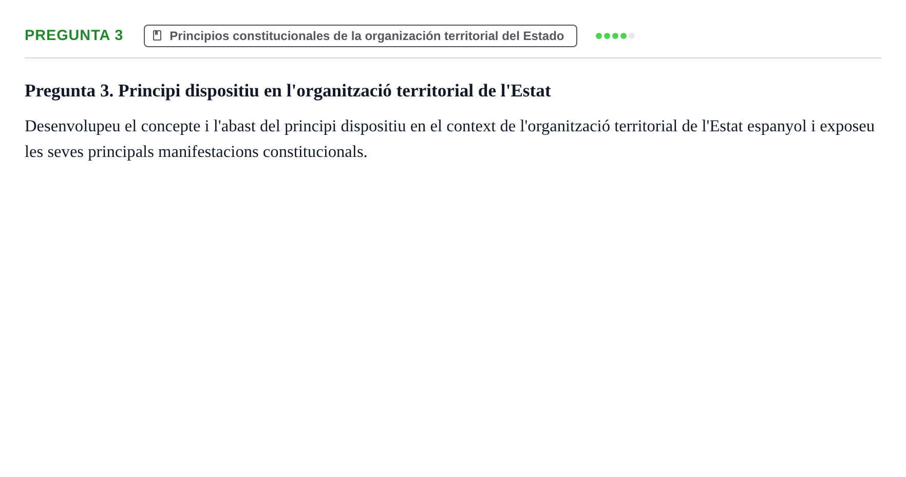 Enunciado: Pregunta 3 · Derecho Constitucional I UAB Examen Final: Preguntes Teòriques de Dret Constitucional