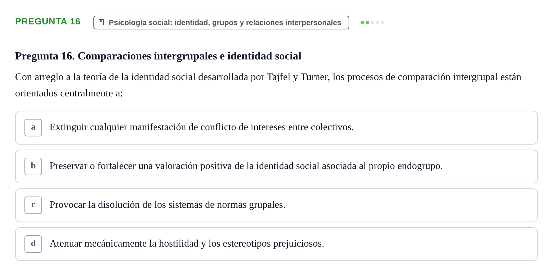 Enunciado: Pregunta 16