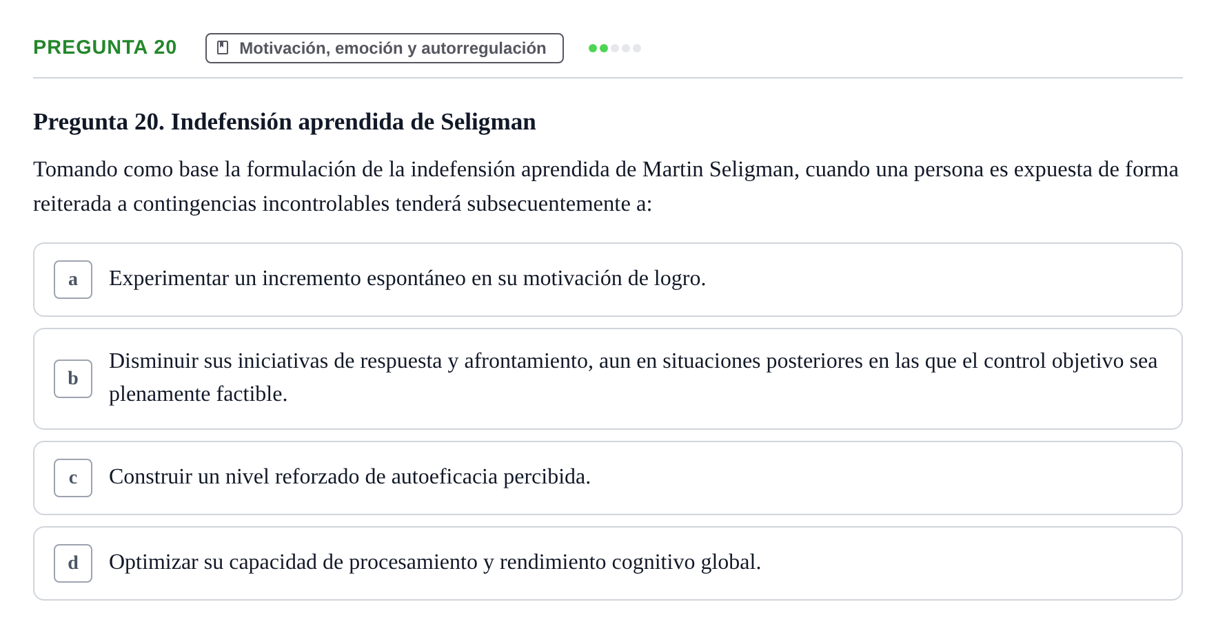 Enunciado: Pregunta 20