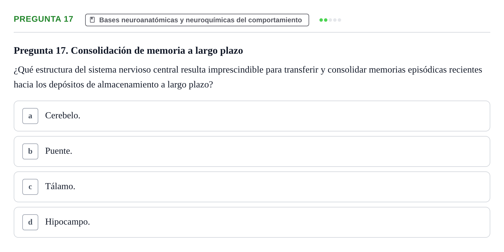 Enunciado: Pregunta 17