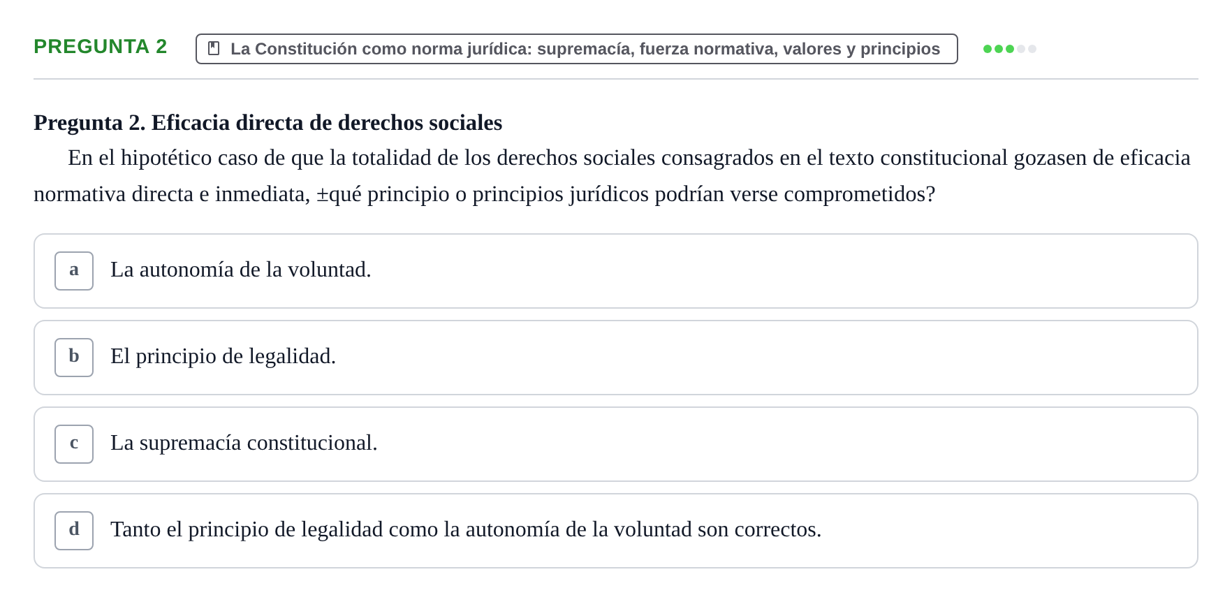 Enunciado: Pregunta 2 · Derecho Constitucional I UDL 2018
