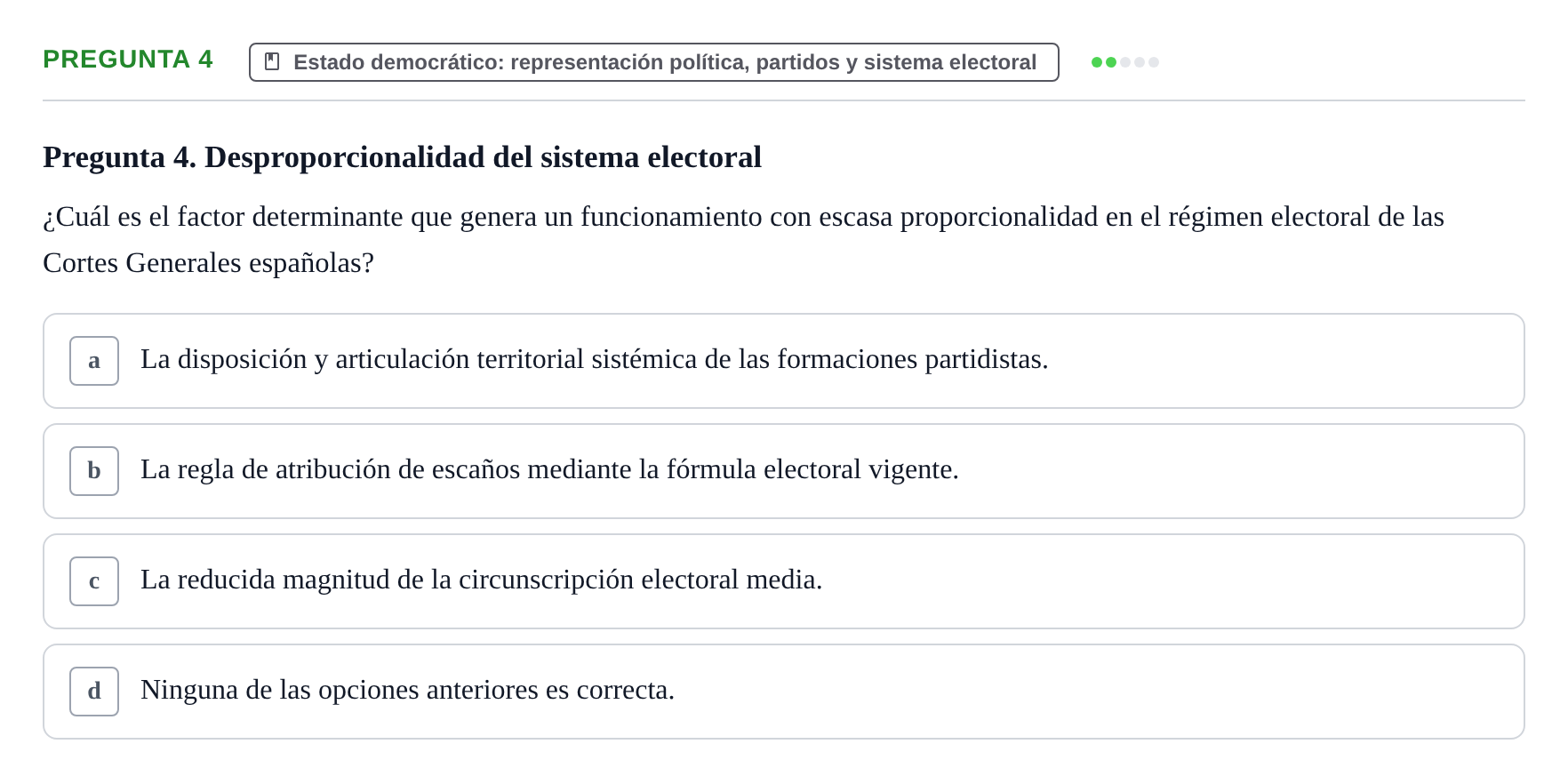 Enunciado: Pregunta 4 · Derecho Constitucional I UDL 2018