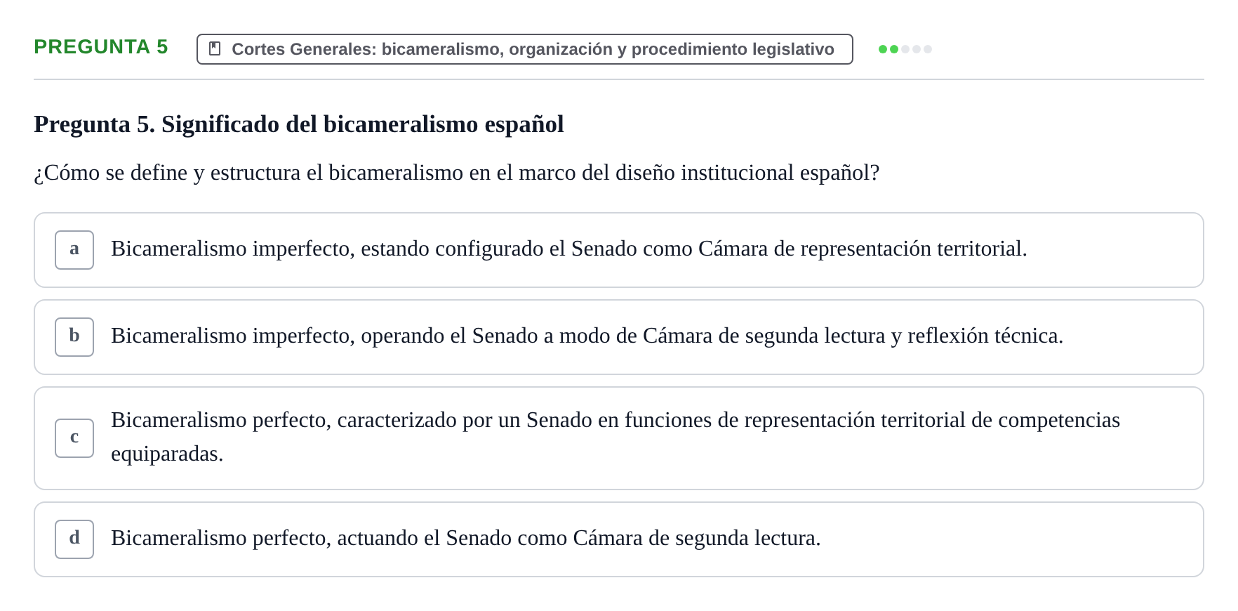 Enunciado: Pregunta 5 · Derecho Constitucional I UDL 2018