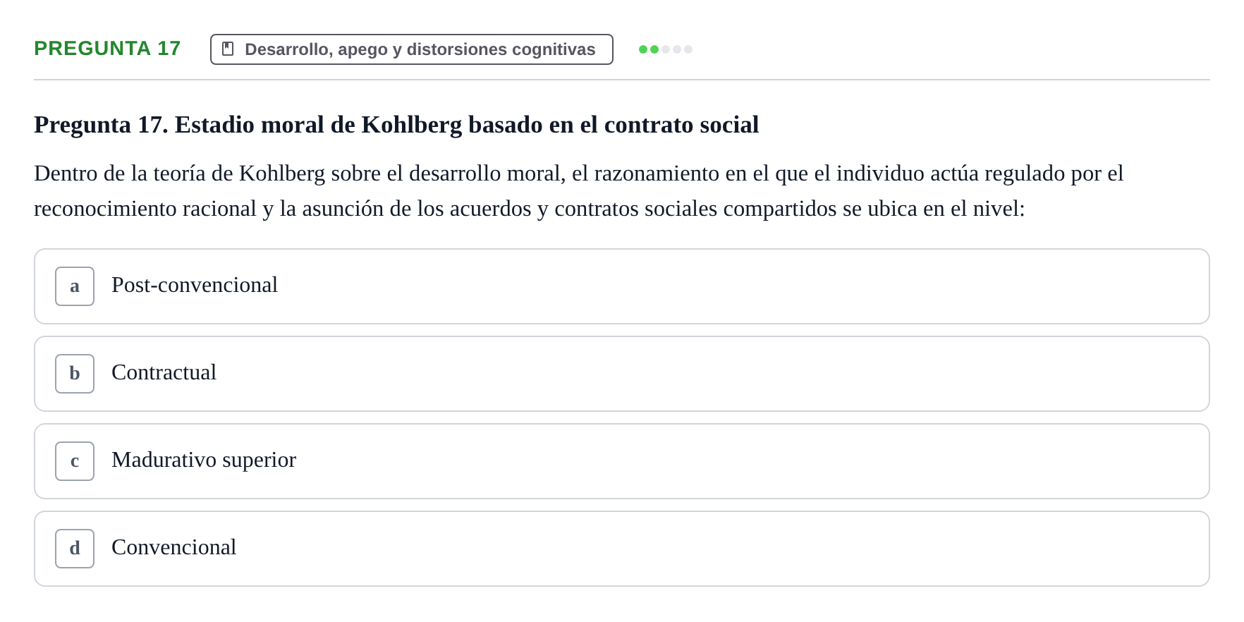 Enunciado: Pregunta 17 · Psicología Social URV 2018