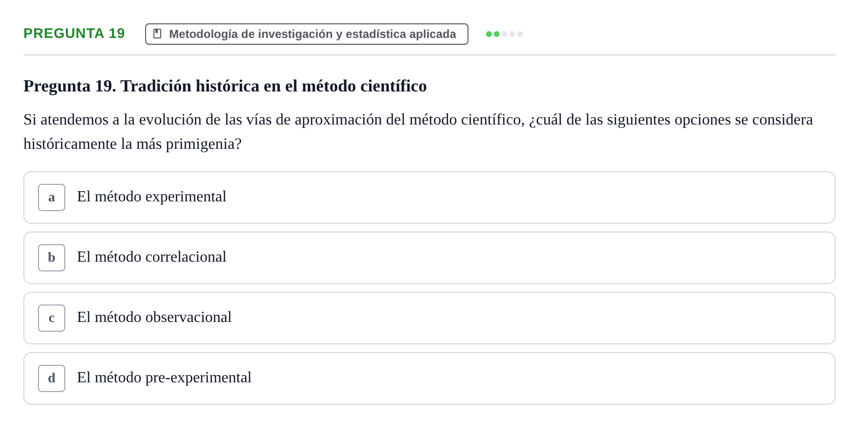Enunciado: Pregunta 19 · Psicología Social URV 2018