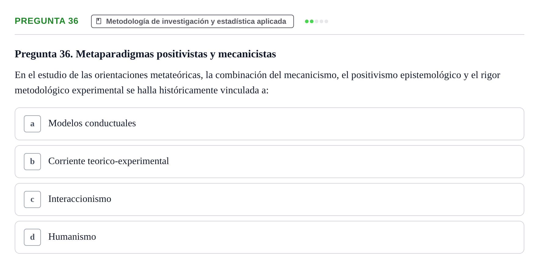 Enunciado: Pregunta 36 · Psicología Social URV 2018