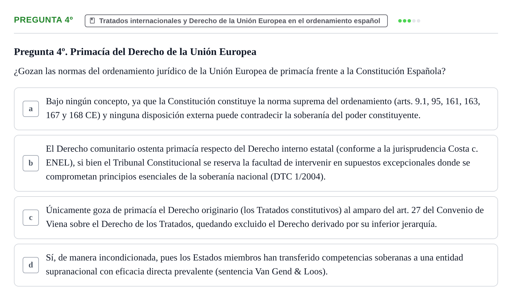 Enunciado: Pregunta 4º · Derecho Constitucional I UDL 2019