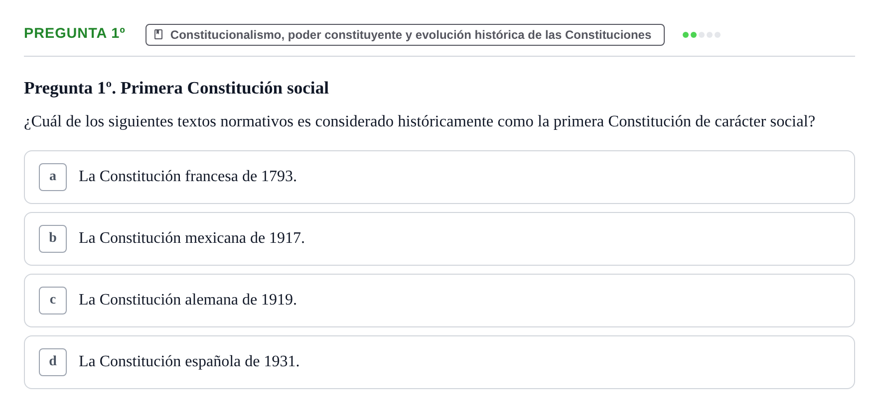 Enunciado: Pregunta 1º · Derecho Constitucional I UDL 2019