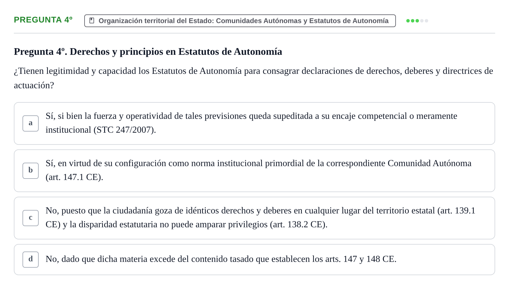 Enunciado: Pregunta 4º · Derecho Constitucional I UDL 2019