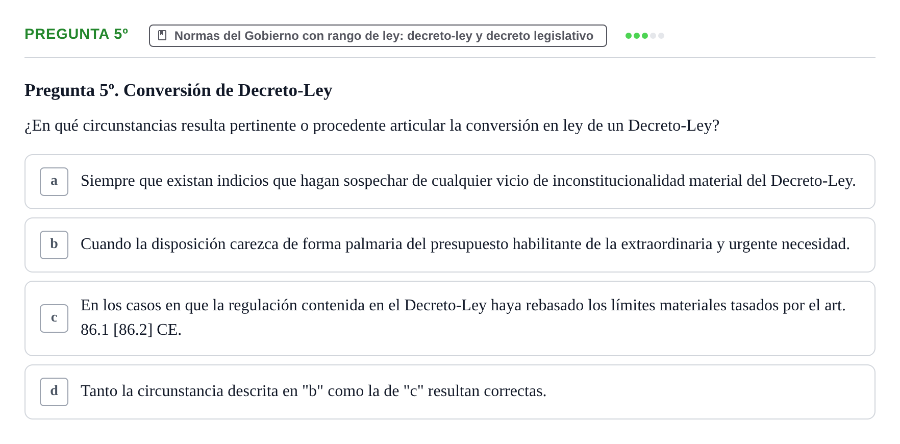 Enunciado: Pregunta 5º · Derecho Constitucional I UDL 2019