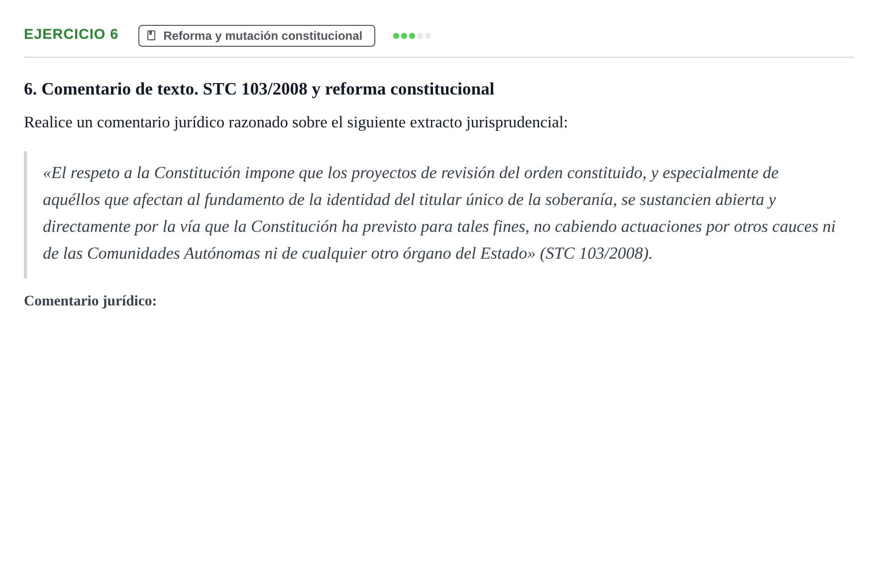 Enunciado: Problema 6 · Derecho Constitucional I UDL 2019