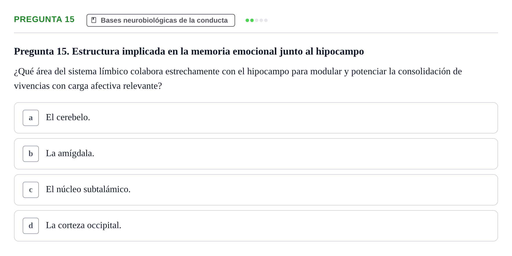 Enunciado: Pregunta 15