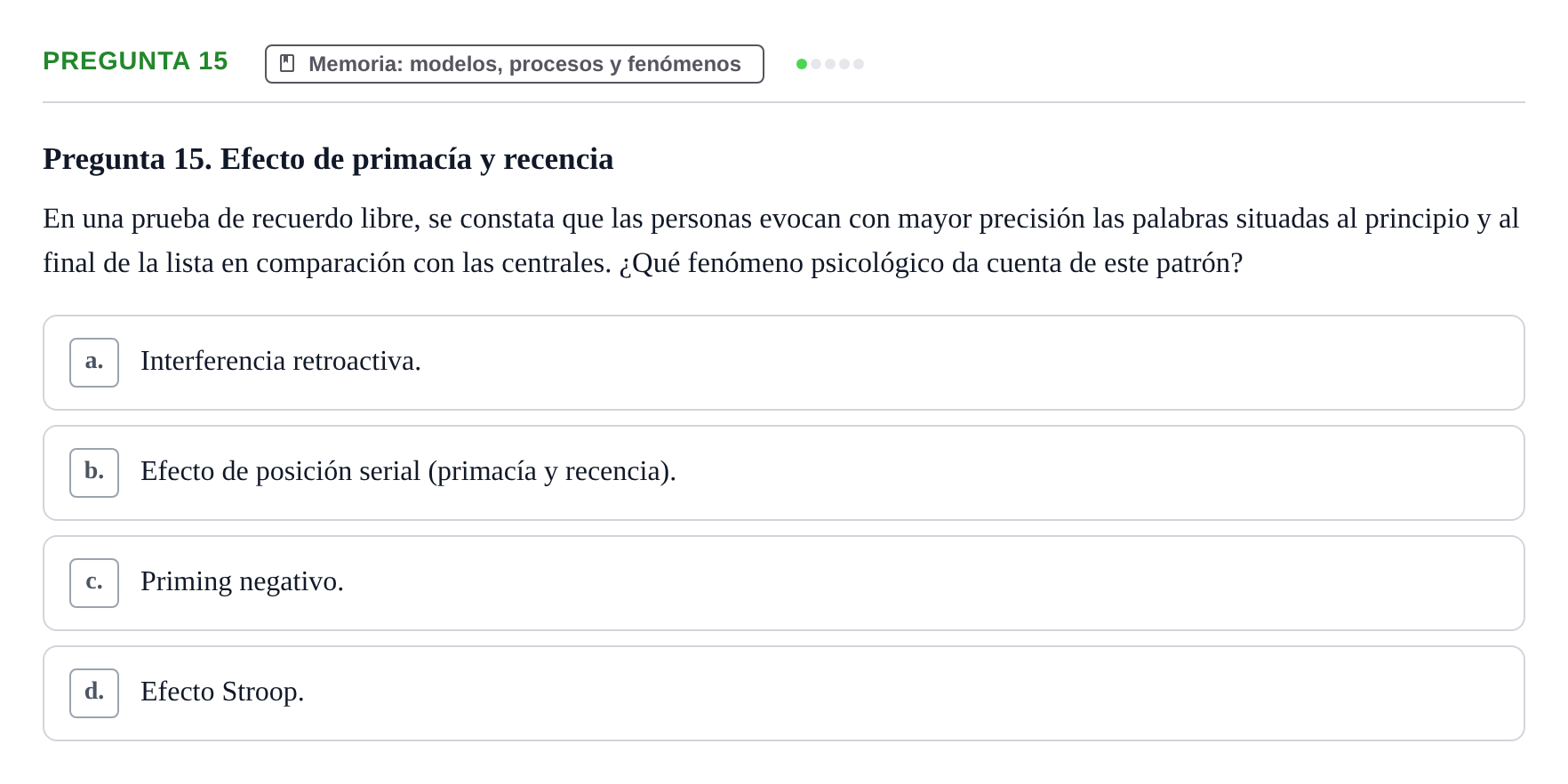 Enunciado: Pregunta 15