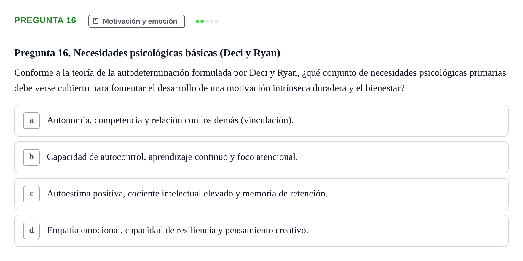 Enunciado: Pregunta 16