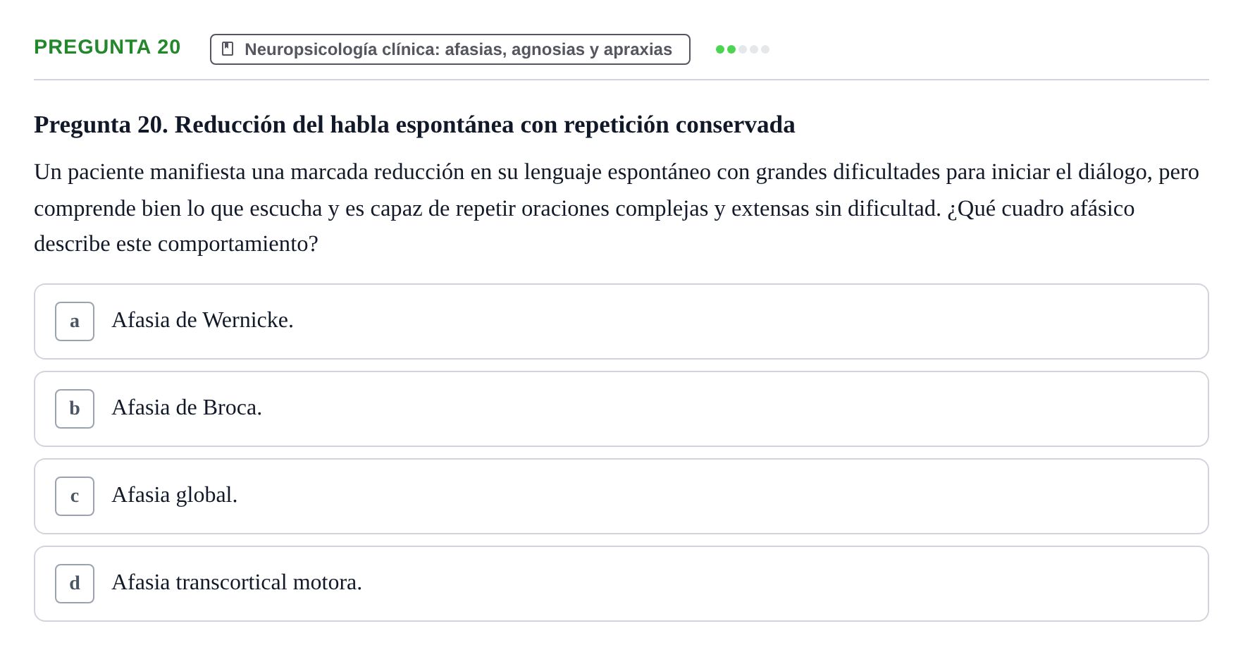 Enunciado: Pregunta 20