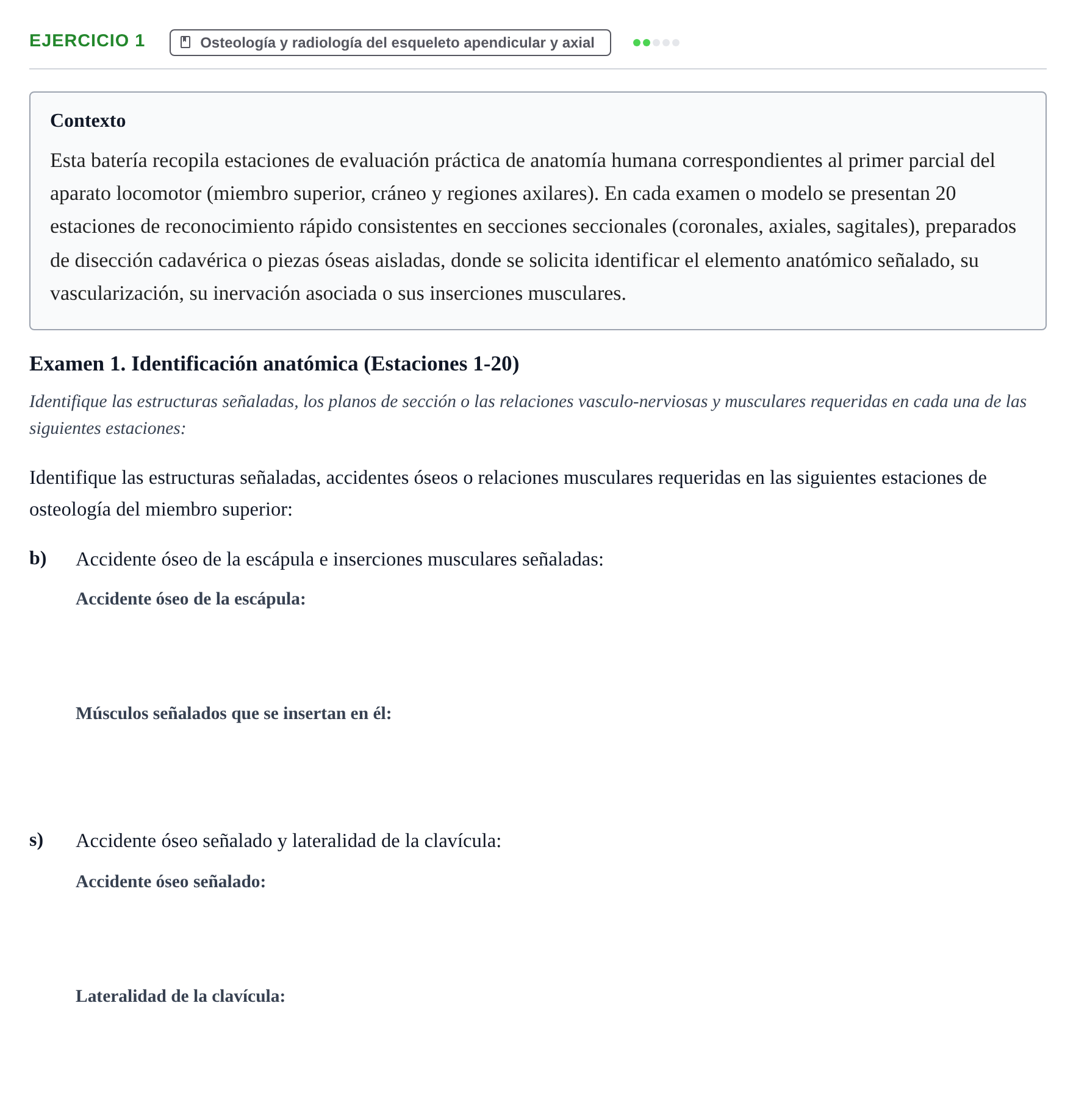 Enunciado: Ejercicio 1 - Osteología y radiología del esqueleto apendic… · Aparato Locomotor UDL Recopilación de exámenes prácticos: Anatomía del Aparato Locomotor (Primer Parcial)