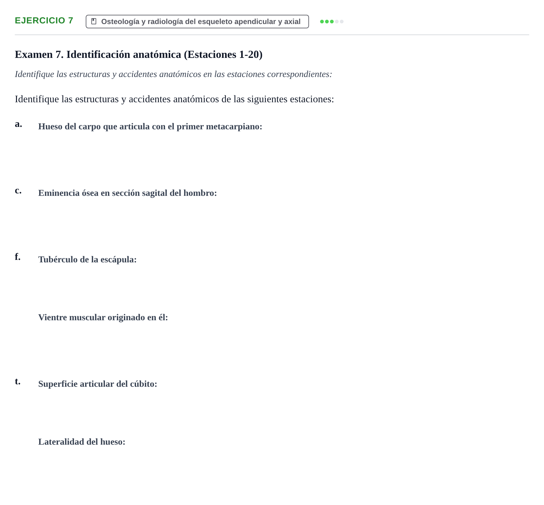 Enunciado: Ejercicio 7 - Osteología y radiología del esqueleto apendic… · Aparato Locomotor UDL Recopilación de exámenes prácticos: Anatomía del Aparato Locomotor (Primer Parcial)