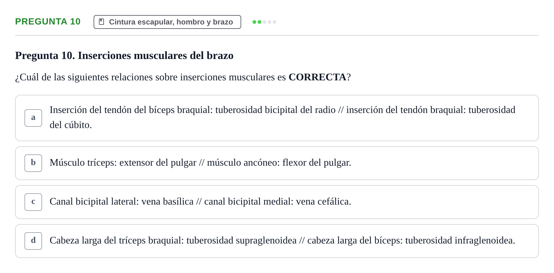 Enunciado: Pregunta 10 · Aparato Locomotor UDL 2019
