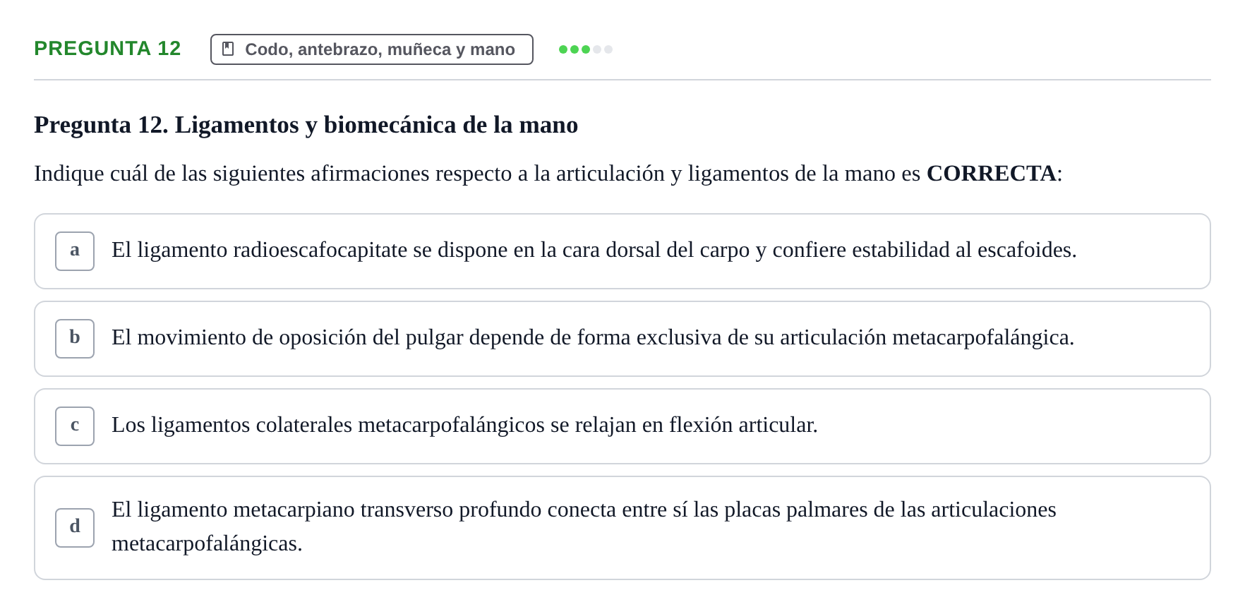 Enunciado: Pregunta 12 · Aparato Locomotor UDL 2019