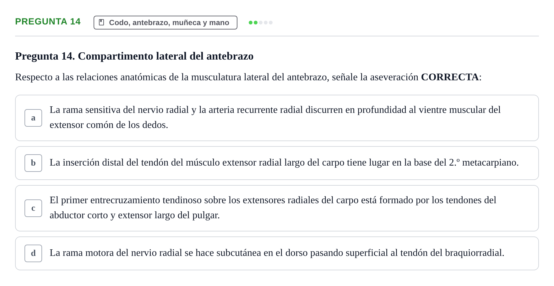 Enunciado: Pregunta 14 · Aparato Locomotor UDL 2019